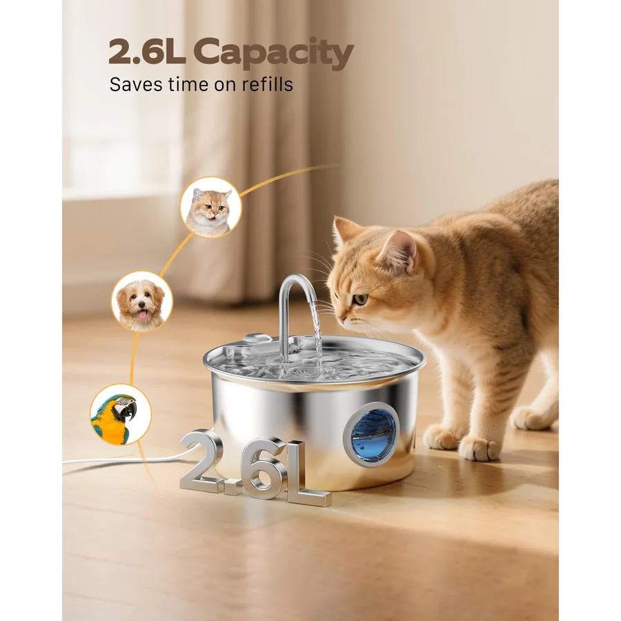 Fuente INOX 2,6 L con ventana de nivel de agua — imagen 2